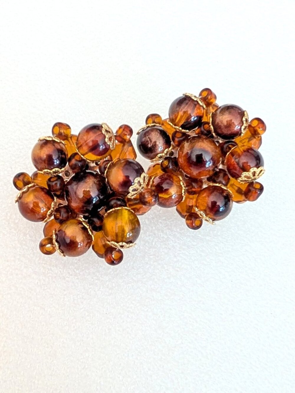 Vintage cluster beaded clip on earrings